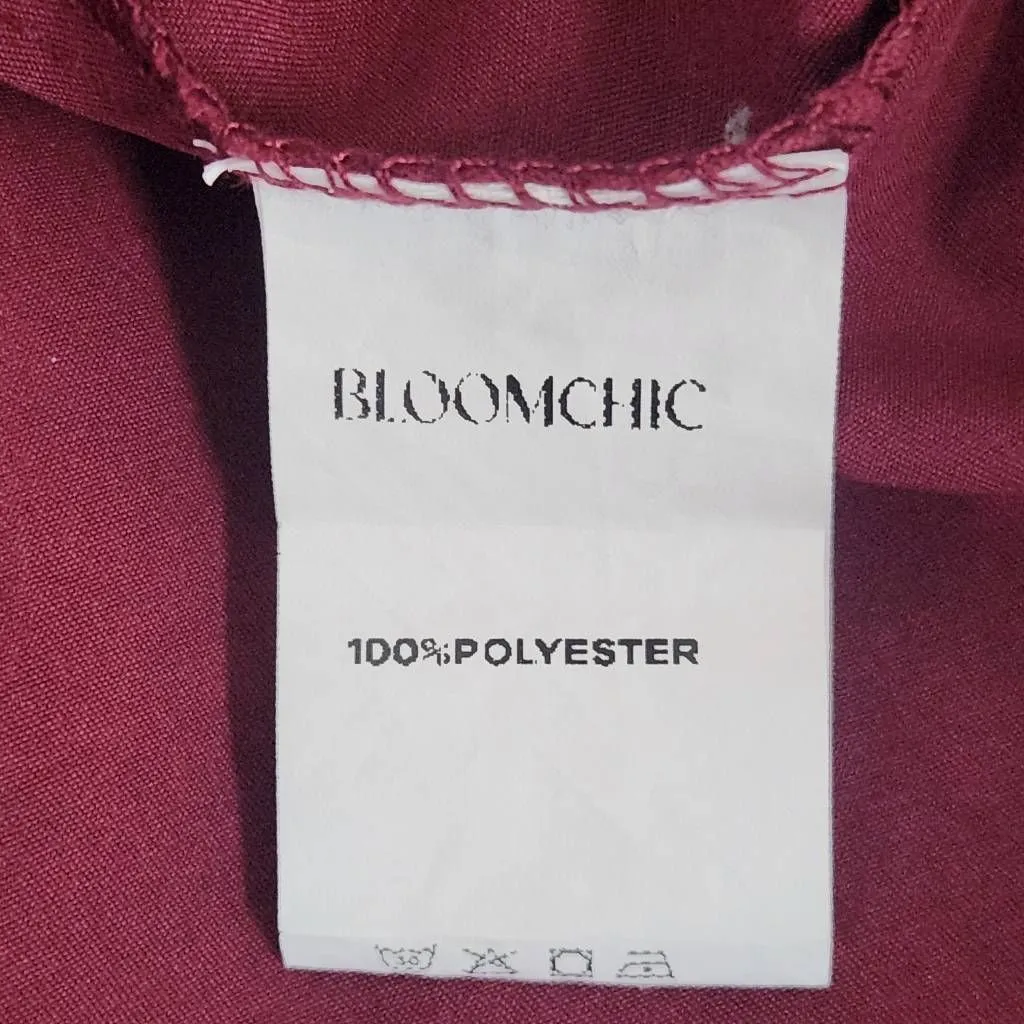 Bloomchic Oxblood Tiered Midi Dress Size 14/16 Burgundy Wedding Guest Dress Red Size L - Image 8