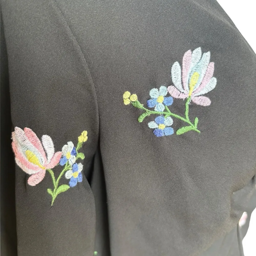 ASOS Floral Embroidered Midi Dress Womens Size 10 Black NWOT - Image 10