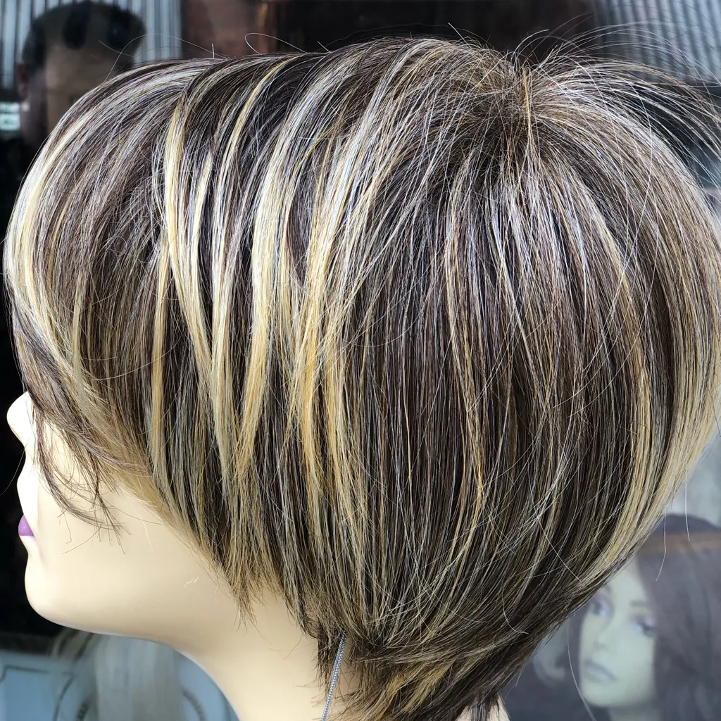 Short blonde Brown Angle cut bob pixie Wig 2020 - Image 3