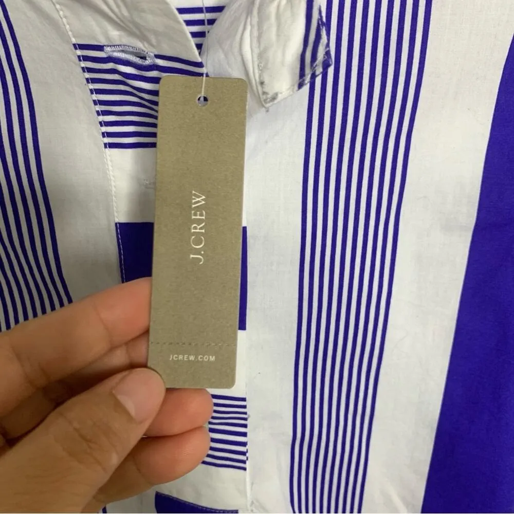 J Crew striped poplin cotton shirt size small vacation cruise‎ beach - Image 6