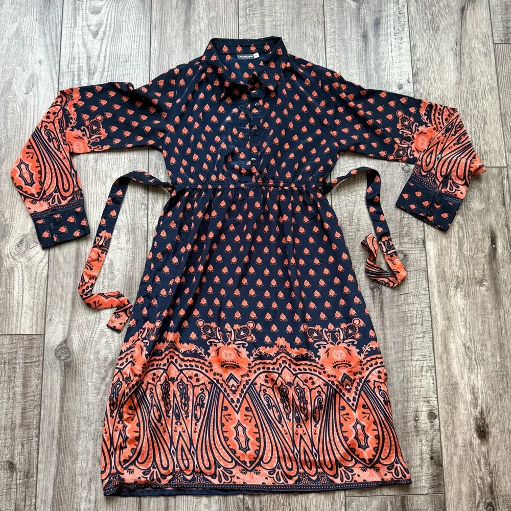 Empire waist indigo & red dress - Image 6