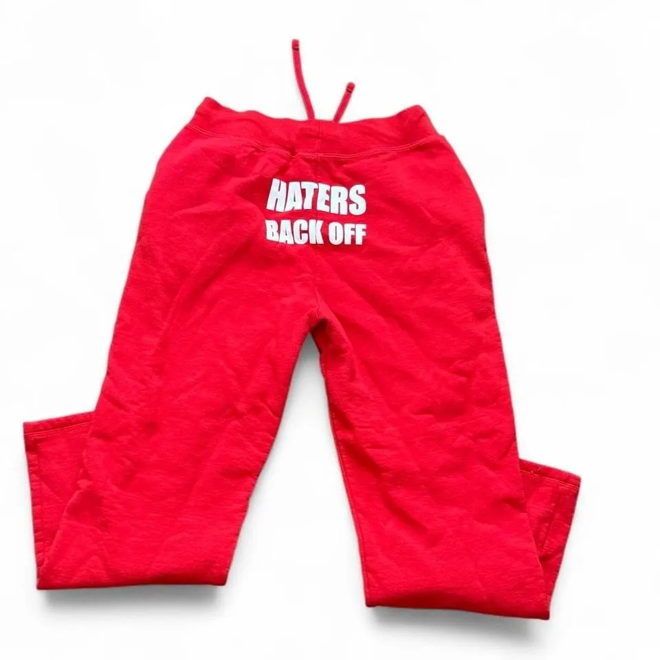 Gildan Heavy Blend "Haters Back Off" Red Sweatpants Size XL - Image 3