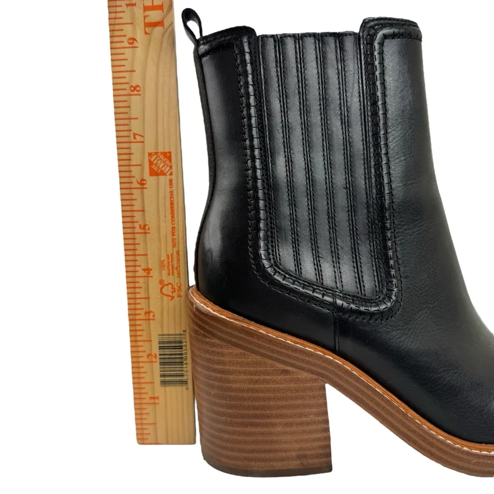 Marc Fisher Black Leather Halida Boots Shoes Heeled Ankle Booties SZ 8.5 Western - Image 11