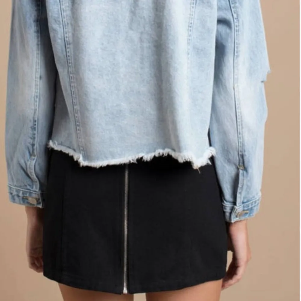 Honey Punch Denim Black Tied Mini Skirt - Image 2