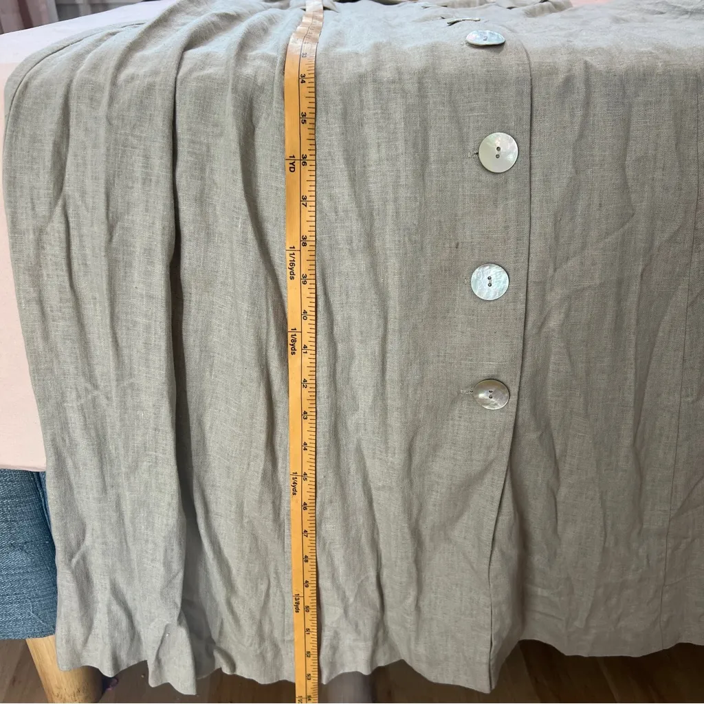 Virgo II Khaki Linen Blend Button Front Collared Sleeveless Maxi Dress Size 12 Tan - Image 15