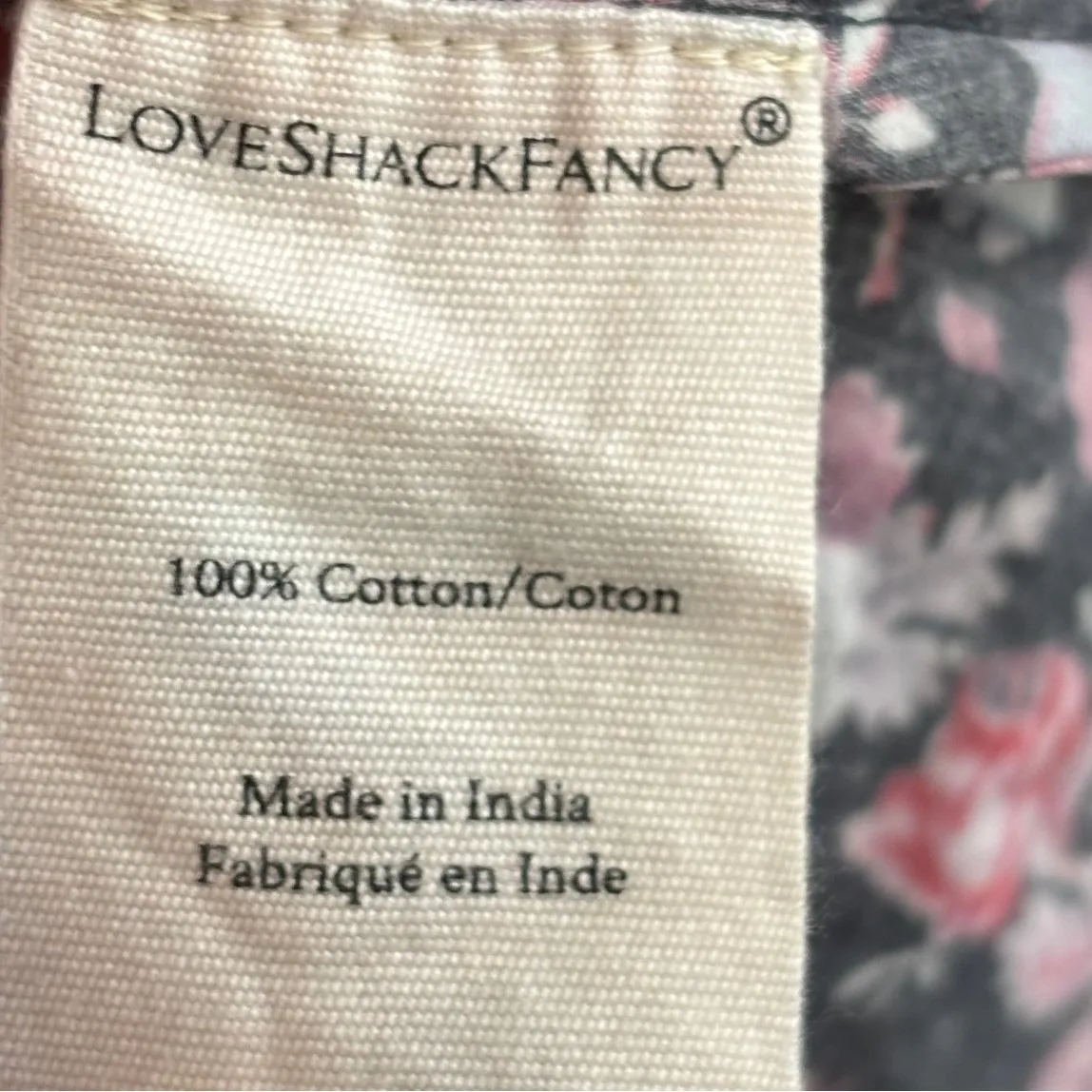 Love Shack Fancy Dress 4 Lais Floral Puff Sleeve Midi Black Pink Blue - Image 7