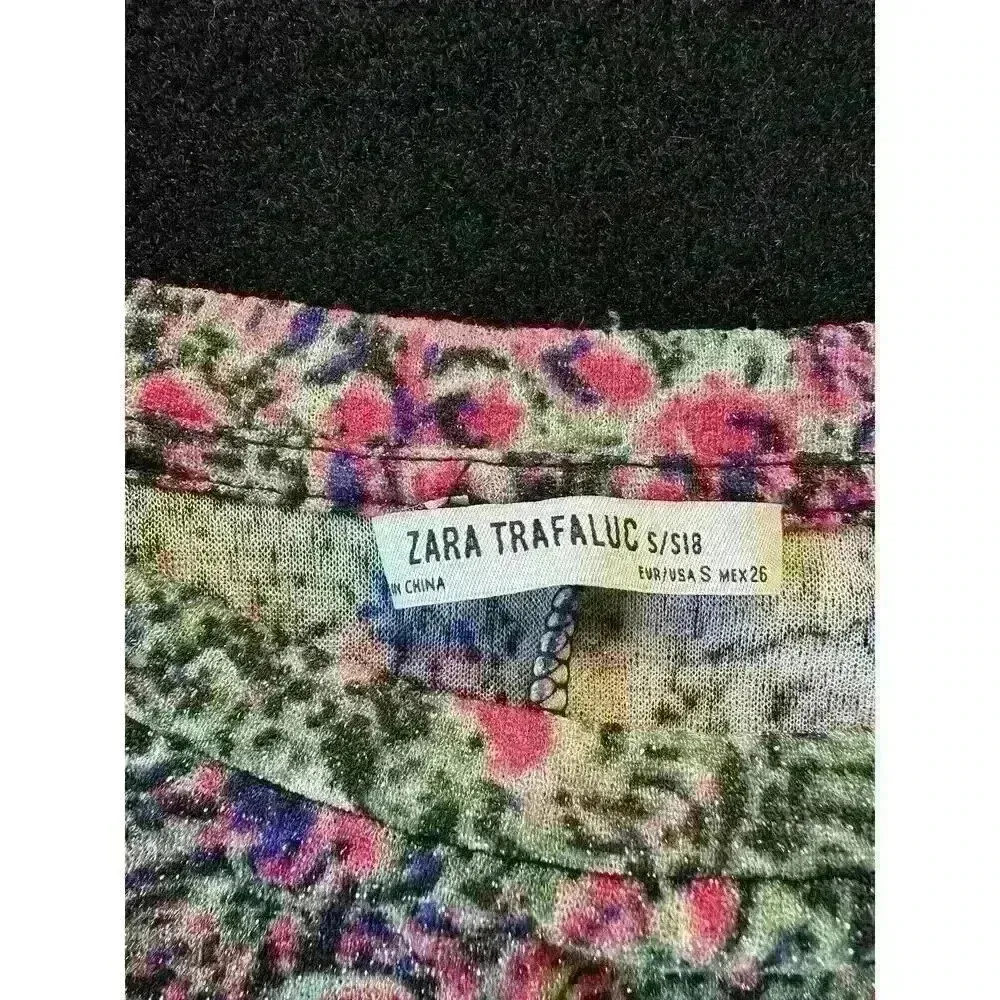 Zara Peacock Feather Puff Sleeve Dress Small Long Sleeve wedding guest dress - Image 4