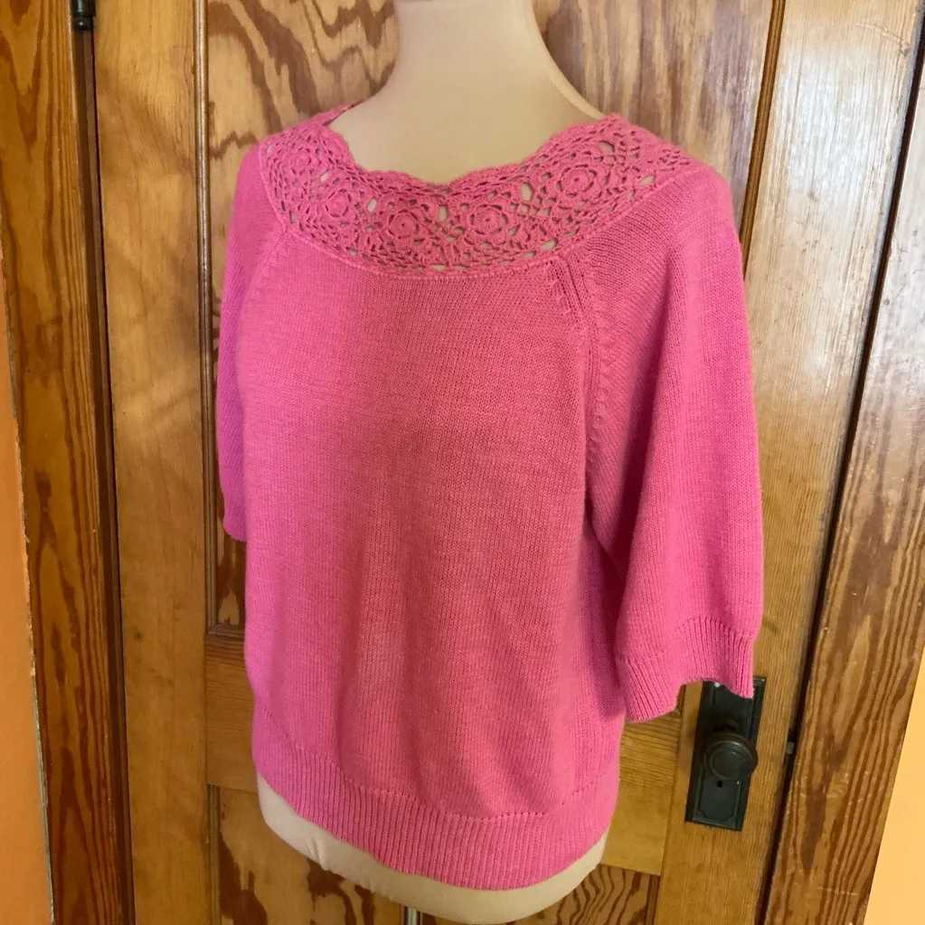 Vintage 80s hot pink sweater Size M - Image 5