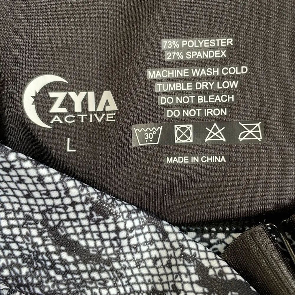 ZYIA Active Light n Tight Adjustable Sports Bra Cobra Metallic Snake Size L - Image 9