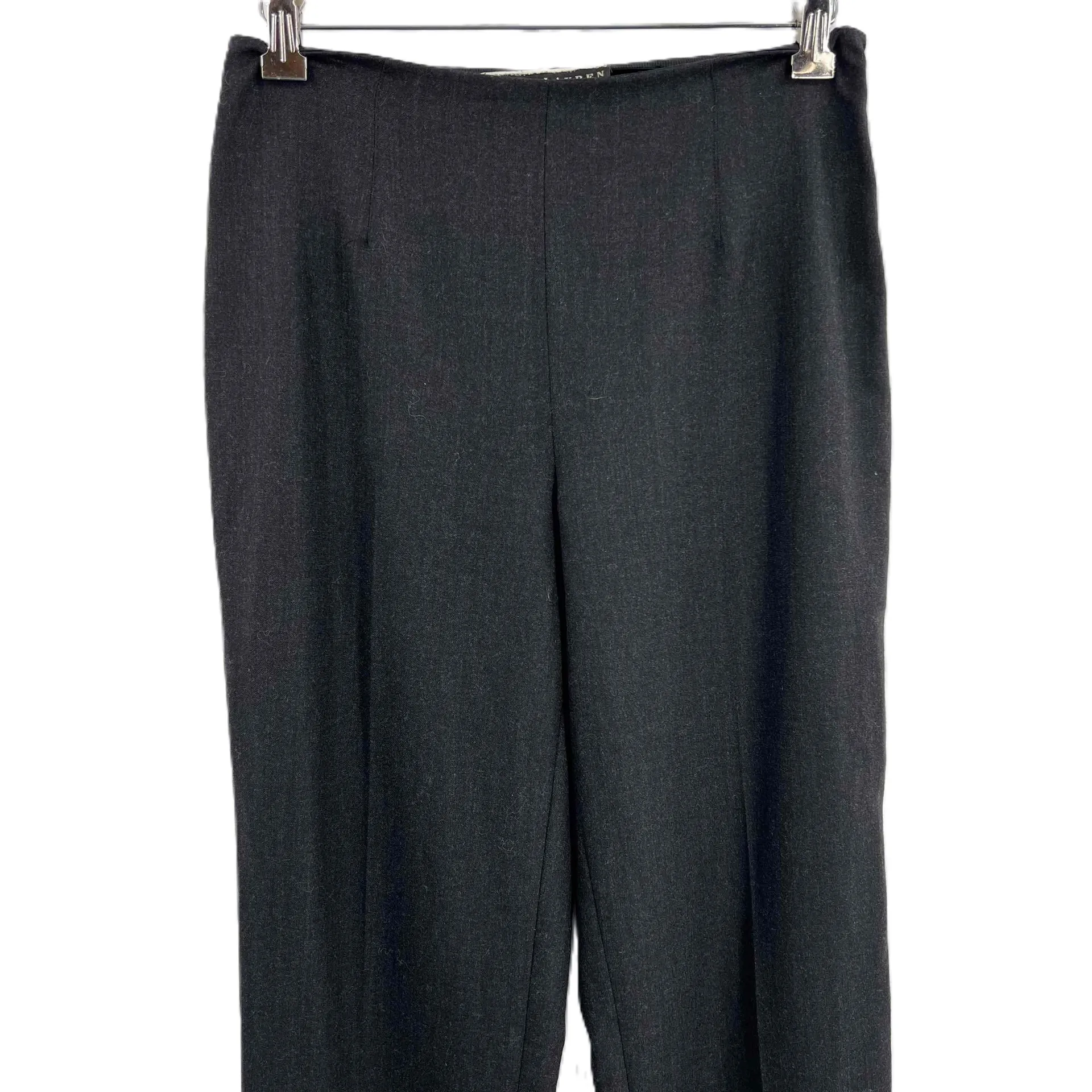 Ralph‎ Lauren Black Label Trousers Long Inseam Dark Charcoal Gray Wool Size 4 - Image 2