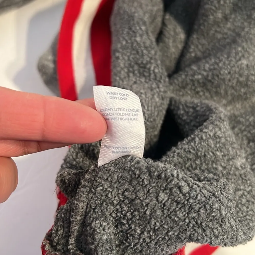 Marine Layer Sweater Women Small Gray Jenny Crew Sweatshirt Red Stripe Heathered - Image 7