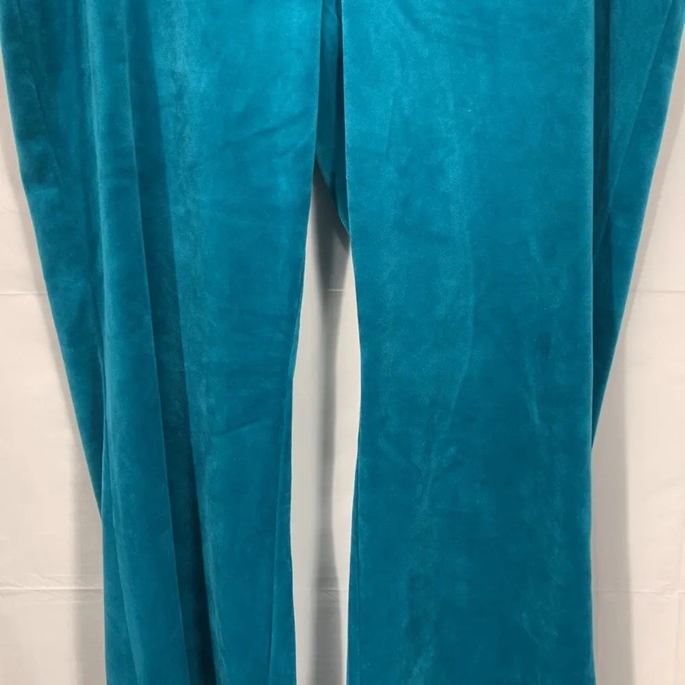 Peacock Green Velour Classic Logo Track Pants Joggers Size XL - Image 5