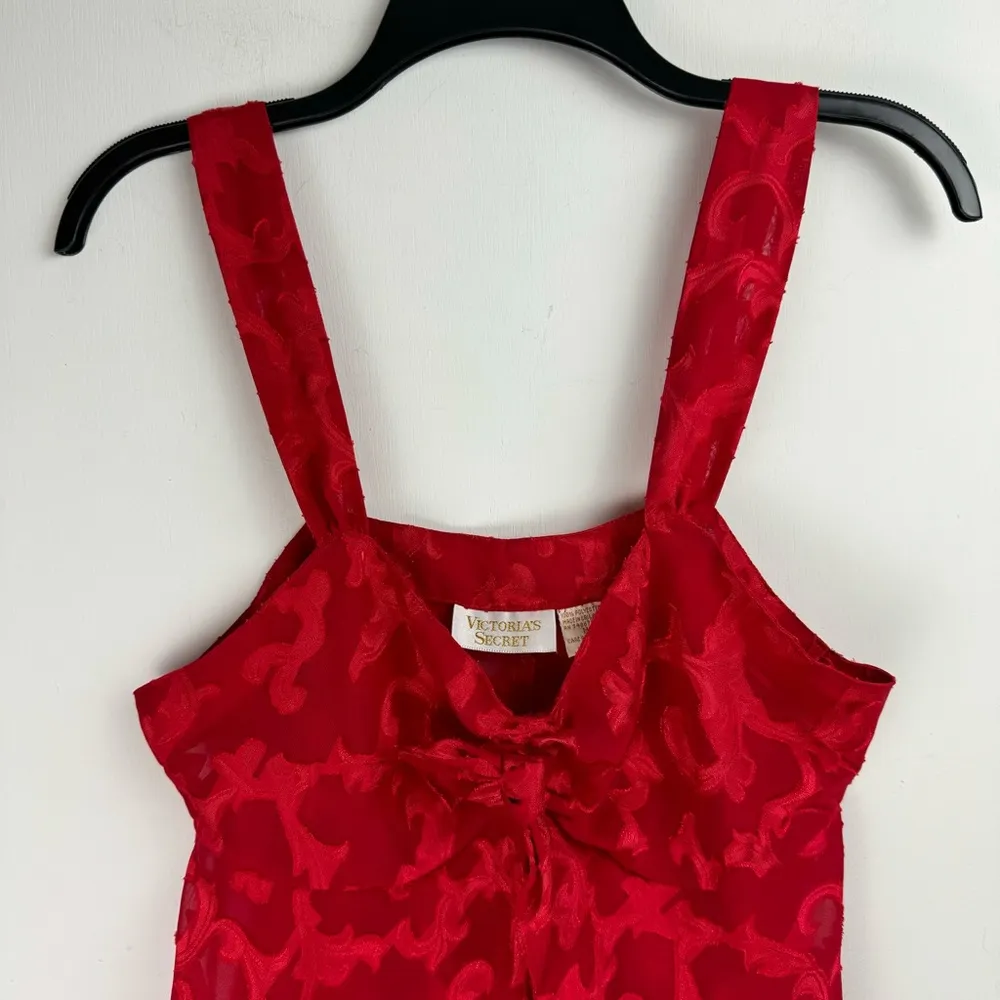 Vtg Victoria’s Secret Red Semi Sheer Slip Dress Sz Medium Babydoll - Image 4