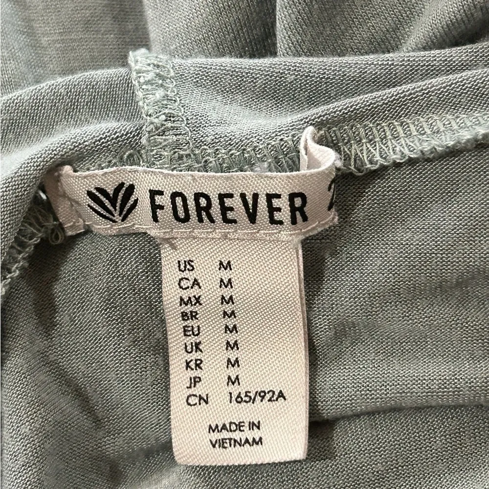 Forever 21 Green Hooded Long Sleeve Tie Waist Shirt - Image 4