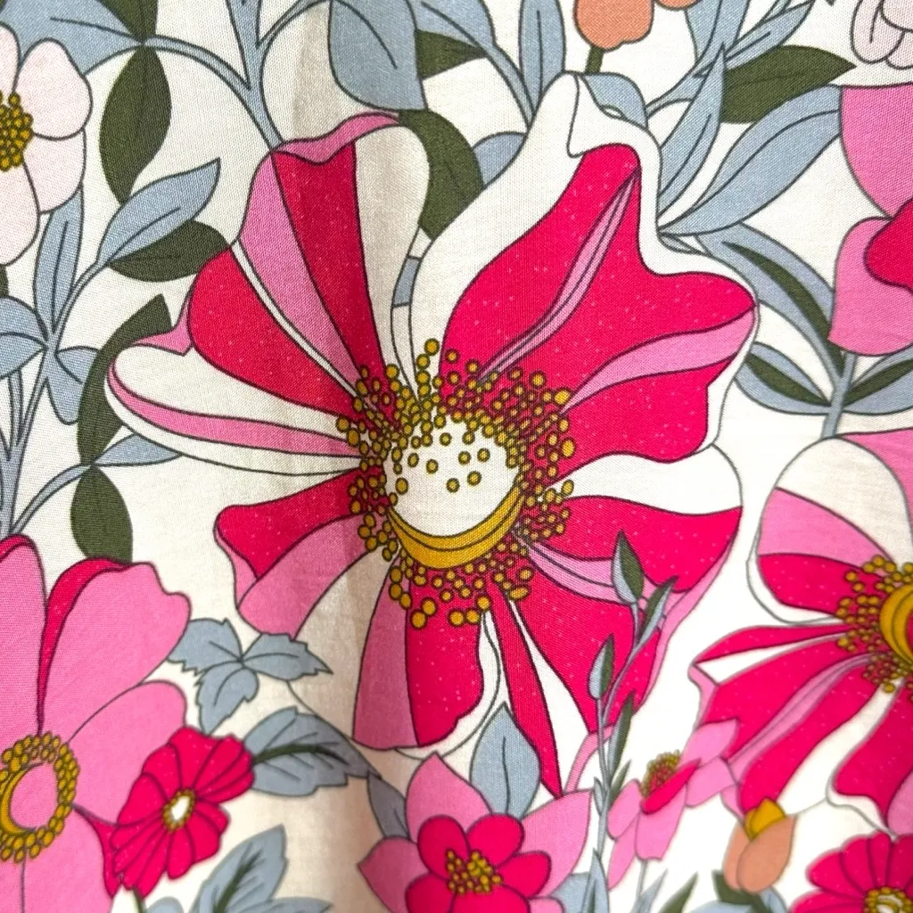 Natural Life Bohemian Hippie Easy V Neck Top in Pink Mustard Floral Size XL NWT - Image 9