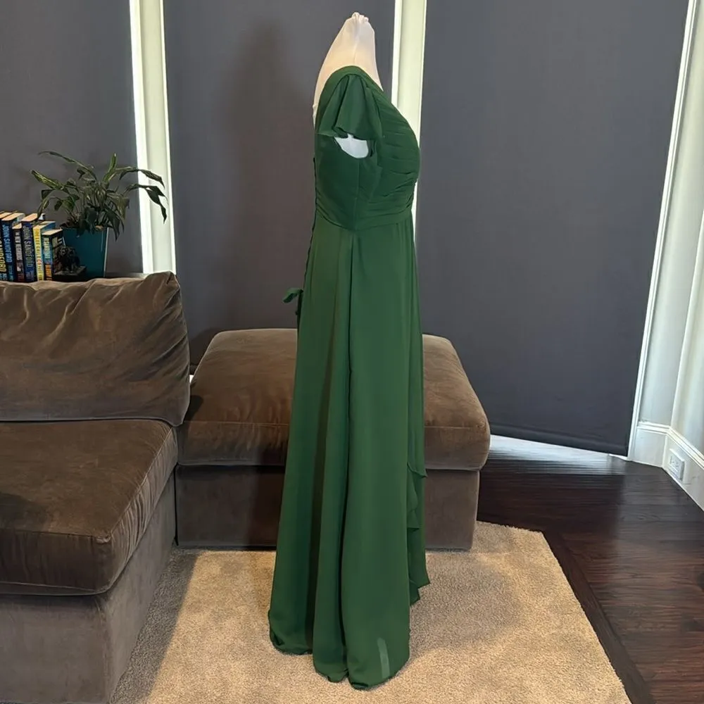 Women’s Green Full Length Chiffon V - Image 3