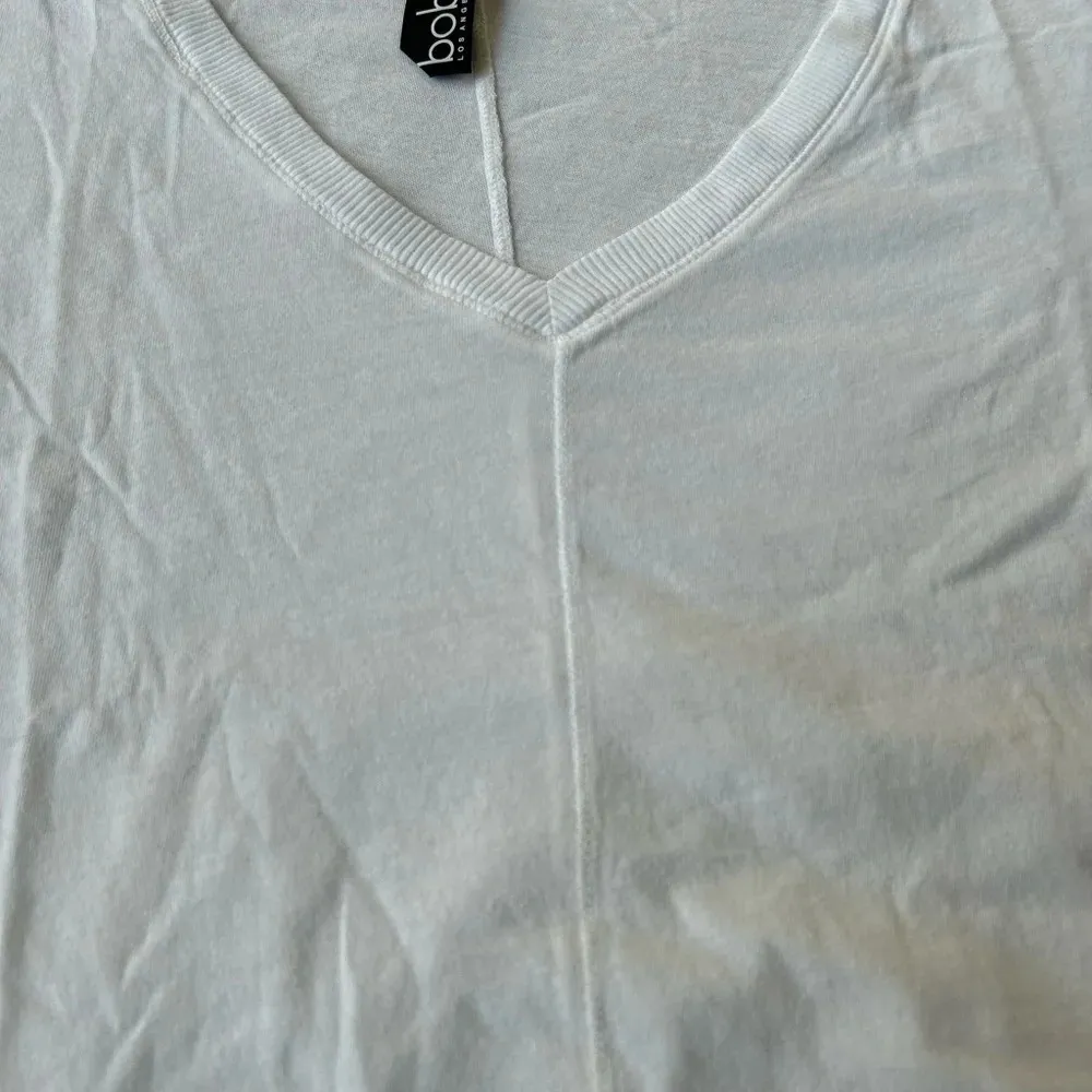 NWT Bobi v neck rib top white size XS S M L long sleeve - Image 3