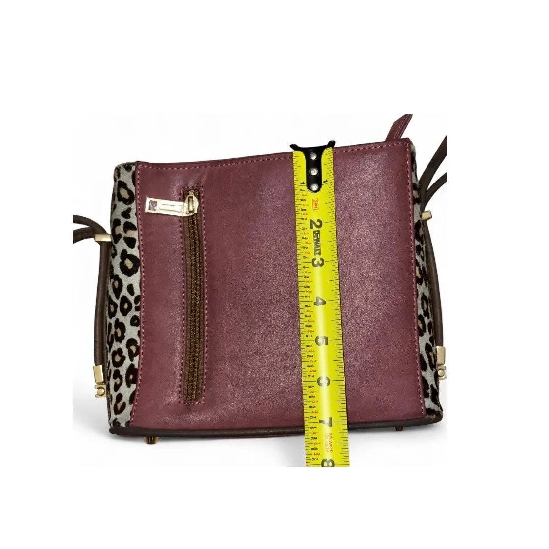 SAMOE Satchel Crossbody Bag Mauve Pink Leopard Print Accent Stylish‎ - Image 9