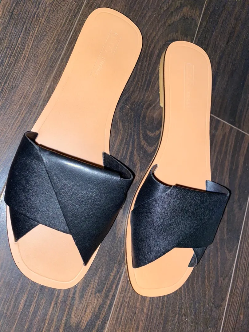 ASOS Flat Leather Slide Sandals - Image 5
