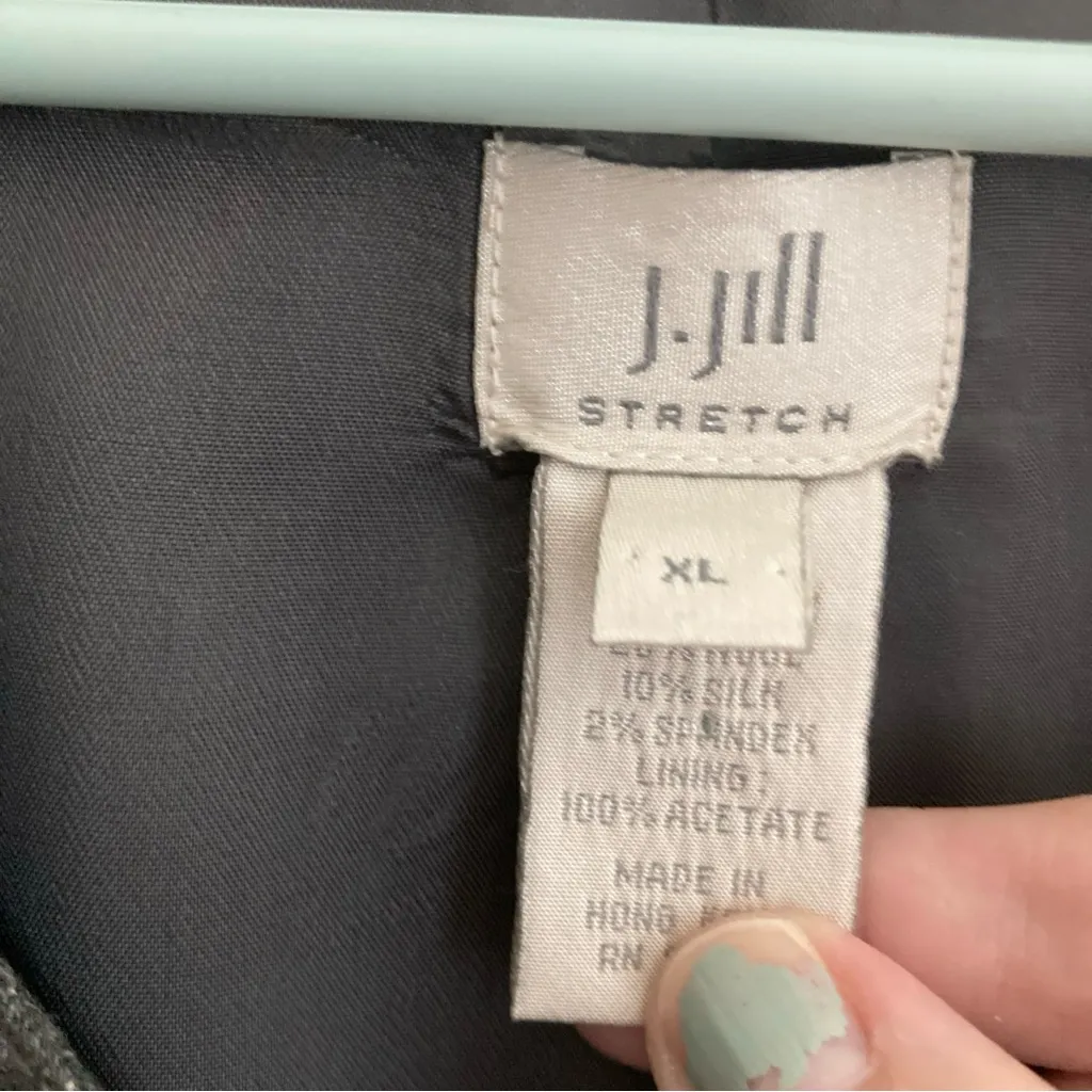 J.Jill Stretch Button Lined XL Rayon Wool Silk Cardigan Gray Office - Image 6