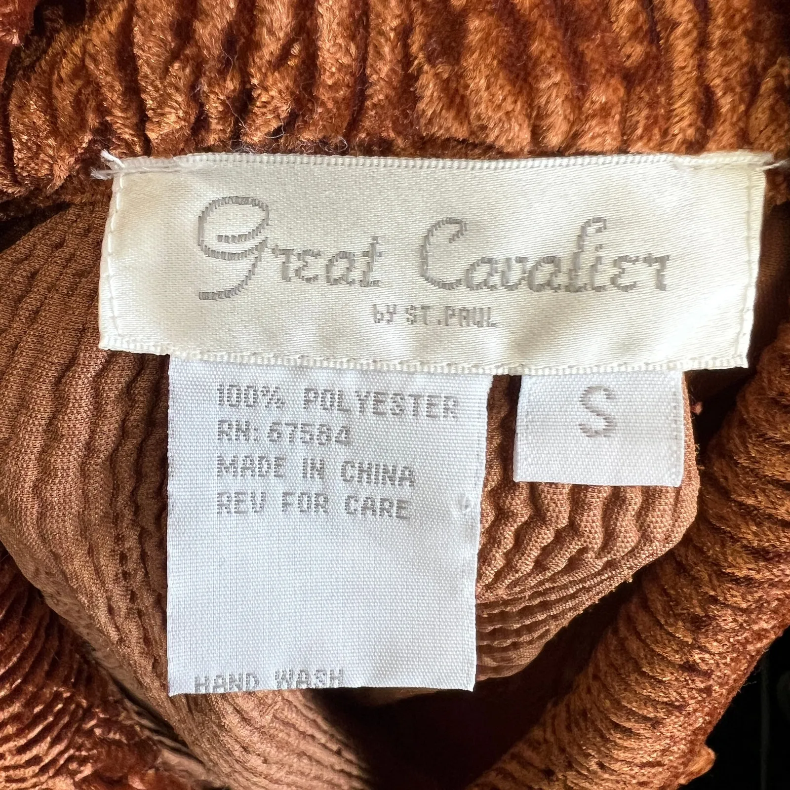 Vintage Great Cavalier Crushed Velvet Blazer Jacket 90s Retro‎ Aesthetic Small Brown - Image 3