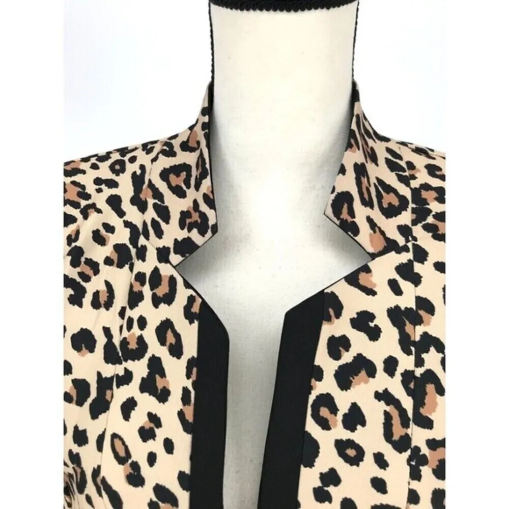 FloryDay Blazer/Suit Womens‎ Leopard Print Long Sleeve Open Front Size Small - Image 7