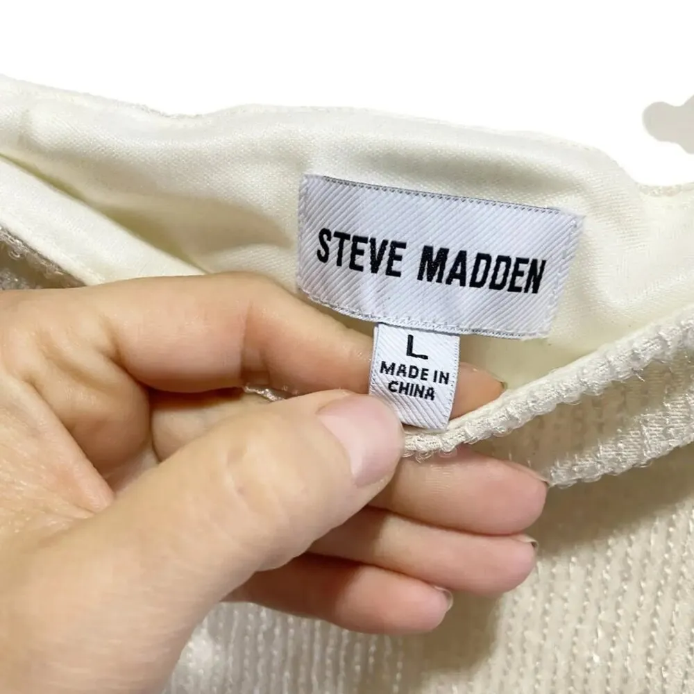 Steve Madden Women's Sequin Mini  Skirt Large Beige Sparkling Party Wear - Image 4