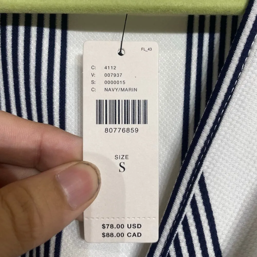 Bishop + Young Navy Striped Twist Front Top Sz S NWT - Image 8