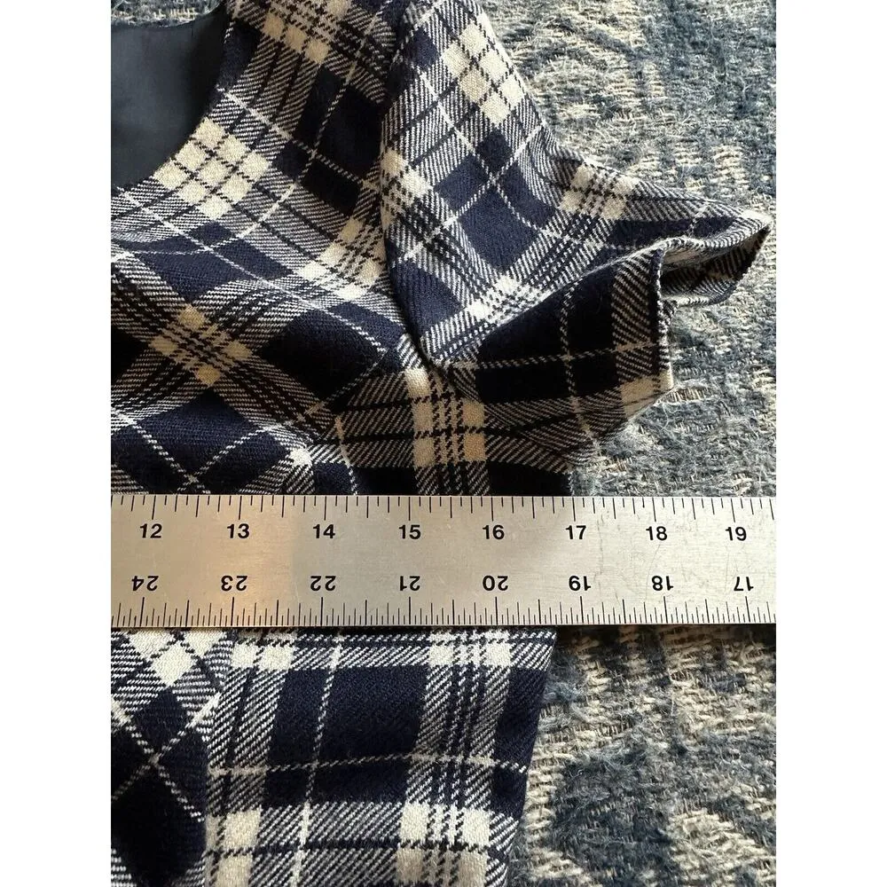 Brooks Brothers 346 Sheath Dress Blue White Check Wool Classic Career Size 2 - Image 8
