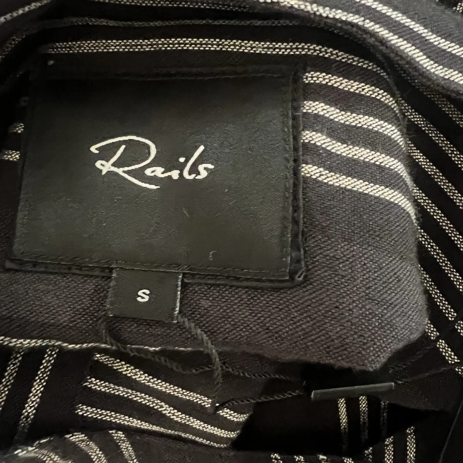 Rails Elouise Segrada Metallic Stripe Button Down Blouse Black Size Small NWT - Image 9