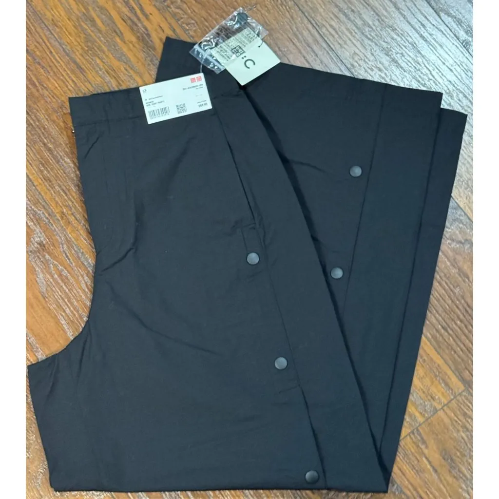 NEW UNIQLO Women Black Snap-Side Pants 27 W Casual Wide Leg Side Button Trousers - Image 7