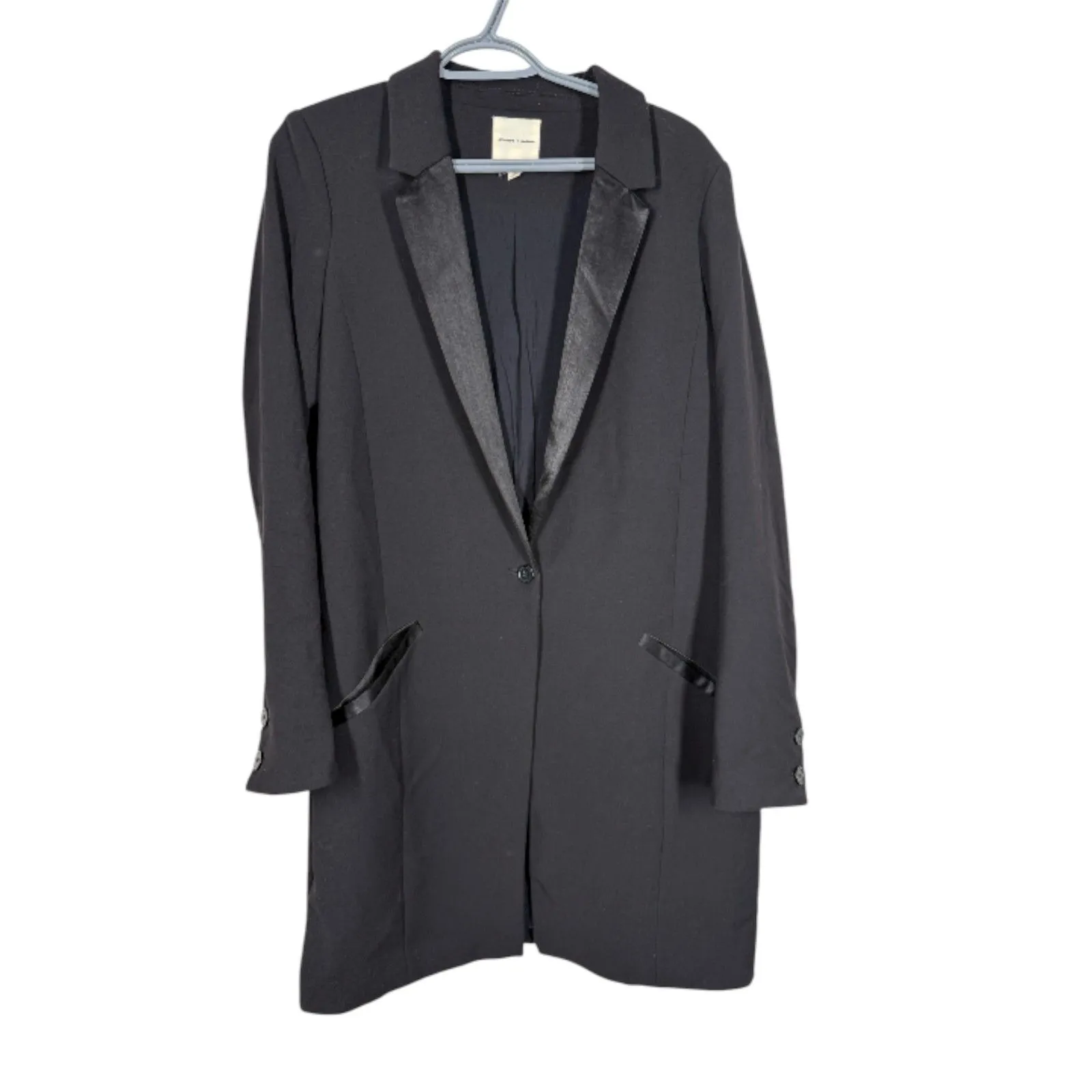 Silence + Noise Womens Black Longline Blazer Jacket Sz L Preppy Academia Classic - Image 2