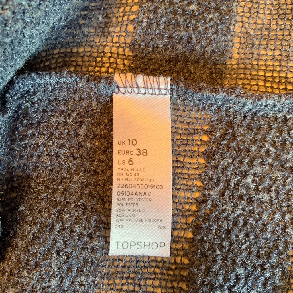 Topshop blue textured tone on tone striped crew neck 3/4 sleeve sweater Size 6 - Image 6