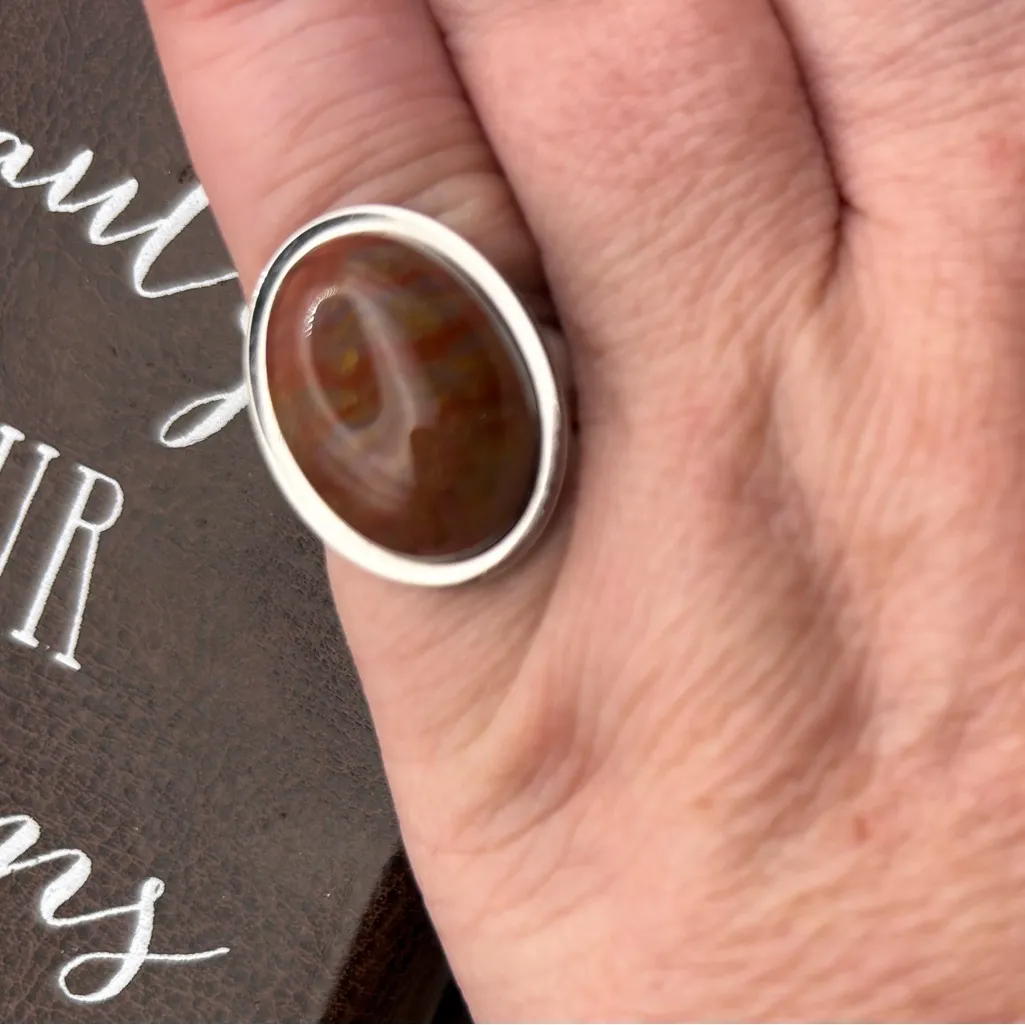 Handmade Gemstone Ring Stainless Steel Adjustable - Image 6