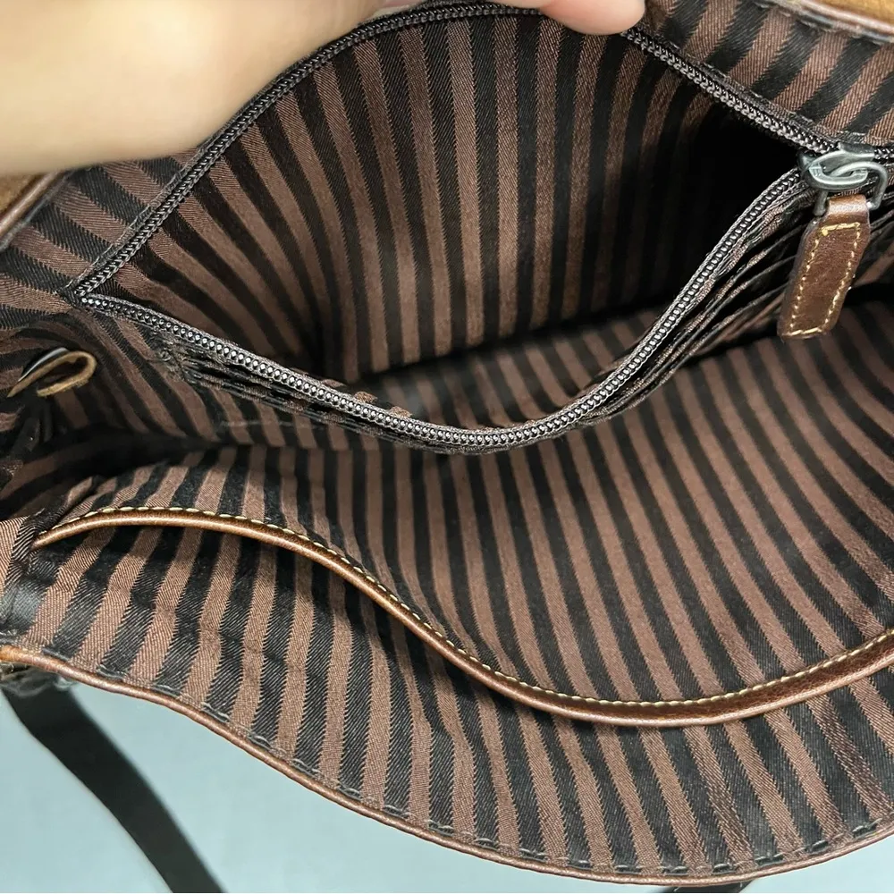 Jack Georges Voyager Olivia Flap Over Brown Leather Crossbody Handbag RFID - Image 6