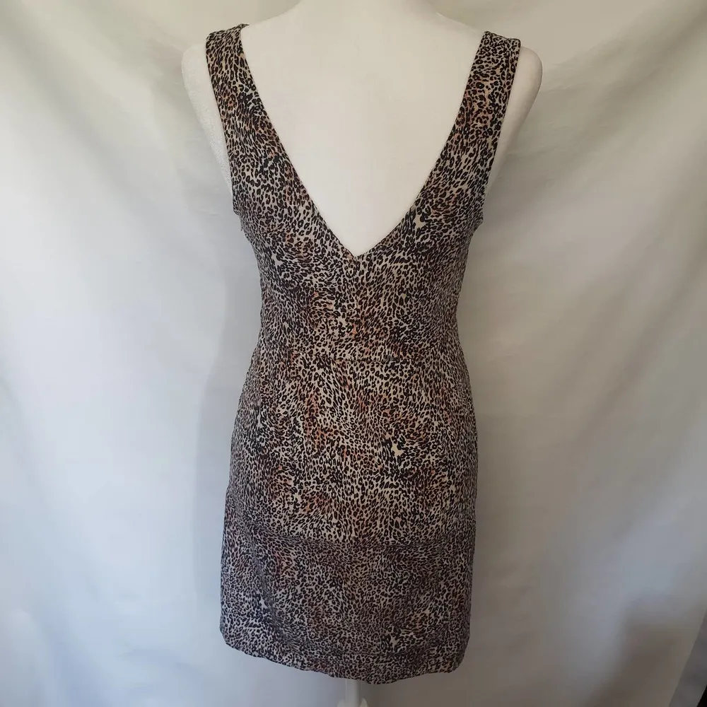 Urban Outfitters Sweet Tooth Womens Dress Size XS Cheetah Linen Mini Cut Out - Image 3