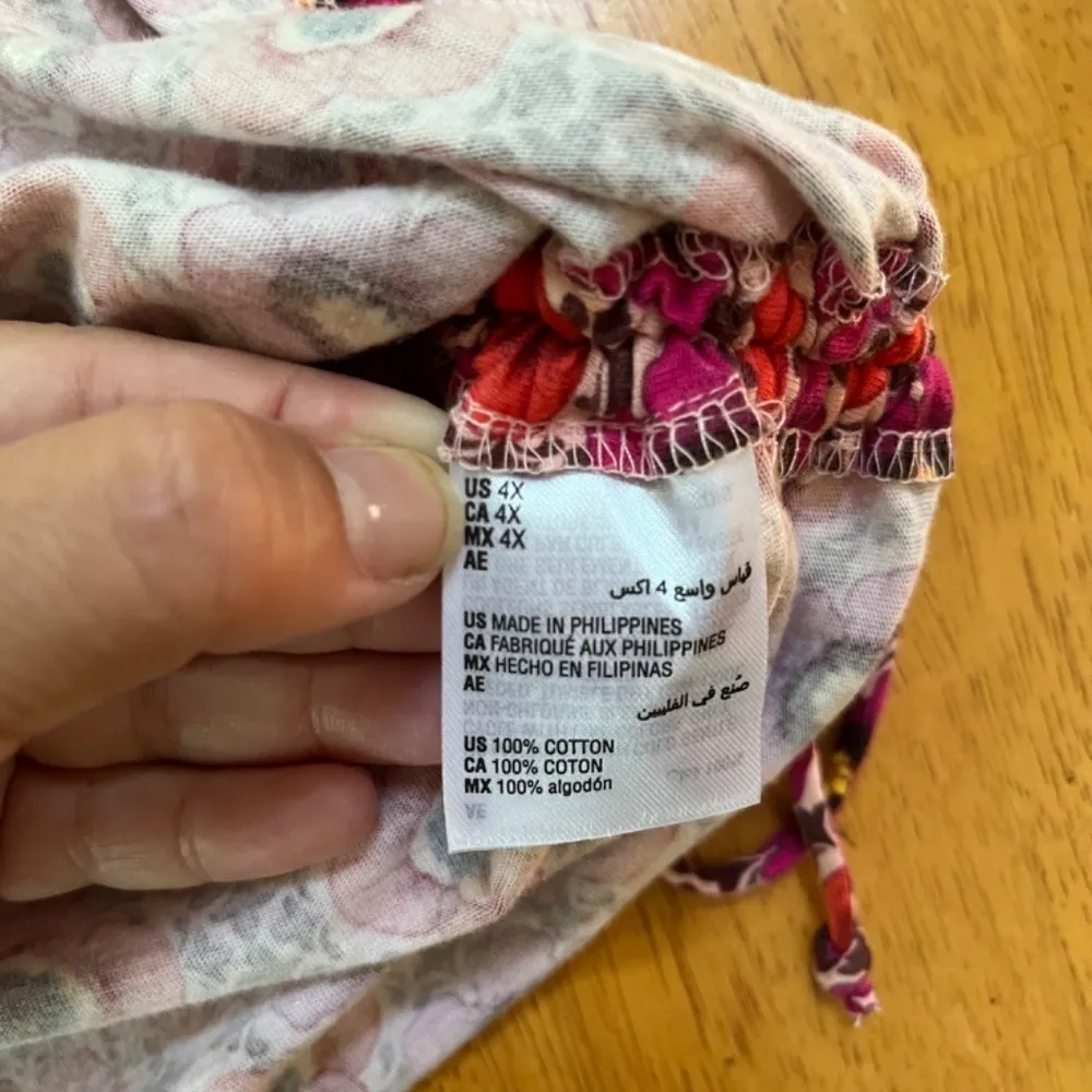 INC Pus Size 3XL Top Floral Geometric Surplice V Neck Cap Sleeve Ruched Stretch Red - Image 12