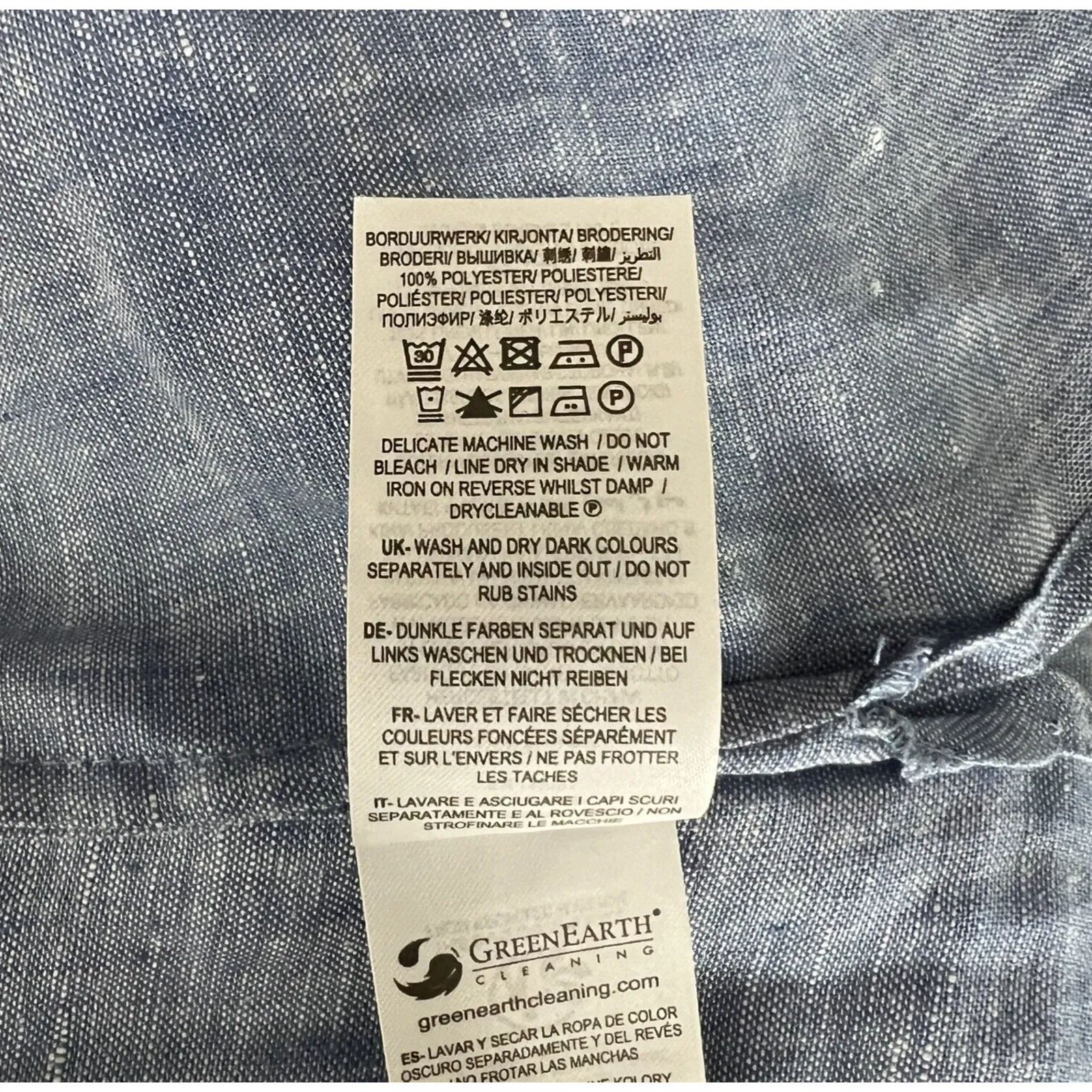 Boden Dress Womens 2R Blue Gray Bella Embroidered Chambray Linen Boho Peasant Size 2 - Image 8