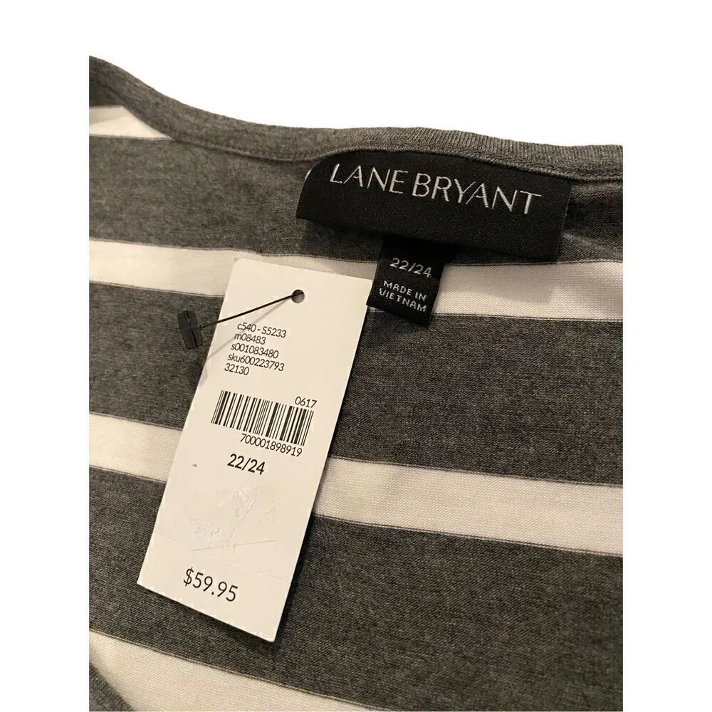 Nwt Lane Bryant Striped Asymmetrical T Shirt Dress Sz 22 24 Workwear Office - Image 4