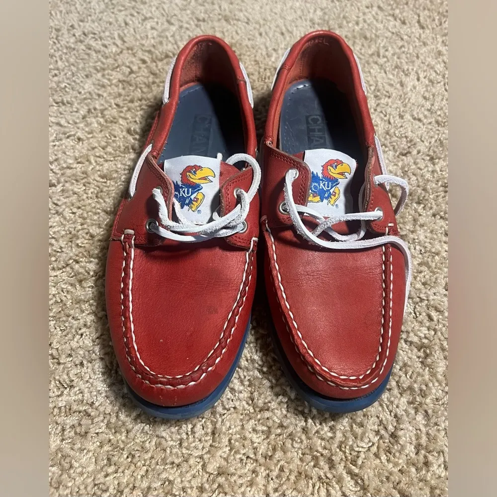 KU Jayhawks Boat Shoe Loafers by CHANT Crimson & Blue Leather Womens - Image 8