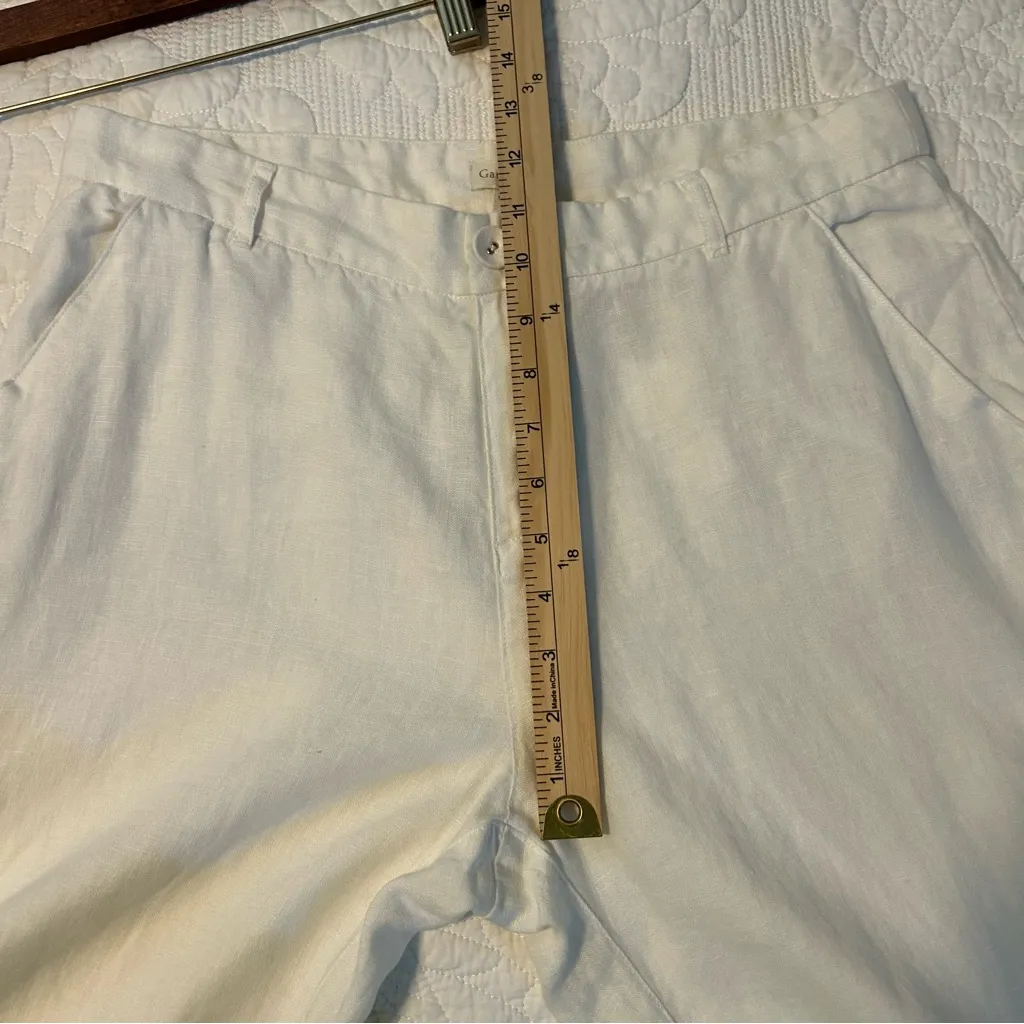 Garnet Hill Classic White Linen Trousers. Size 10. - Image 11