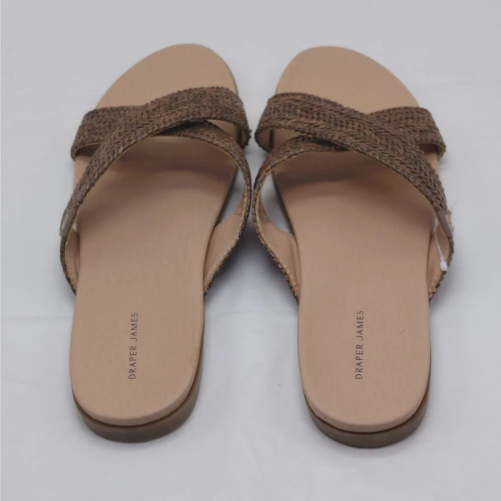 Draper James Alex Rafia Sandals Womens 11 Brown Slip On Casual Flats Shoes Slide - Image 3