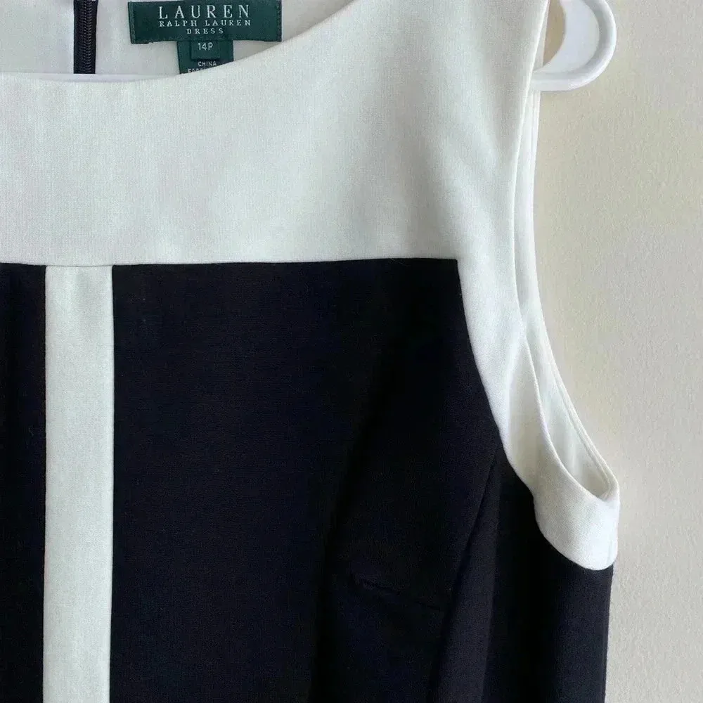 Lauren Ralph Lauren Black and White Sheath Dress, Size 14P - Image 5