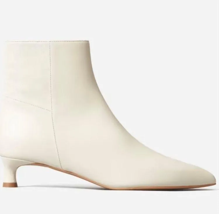 Everlane Leather Pointed Toe The Editor Boot in Bone - Image 45