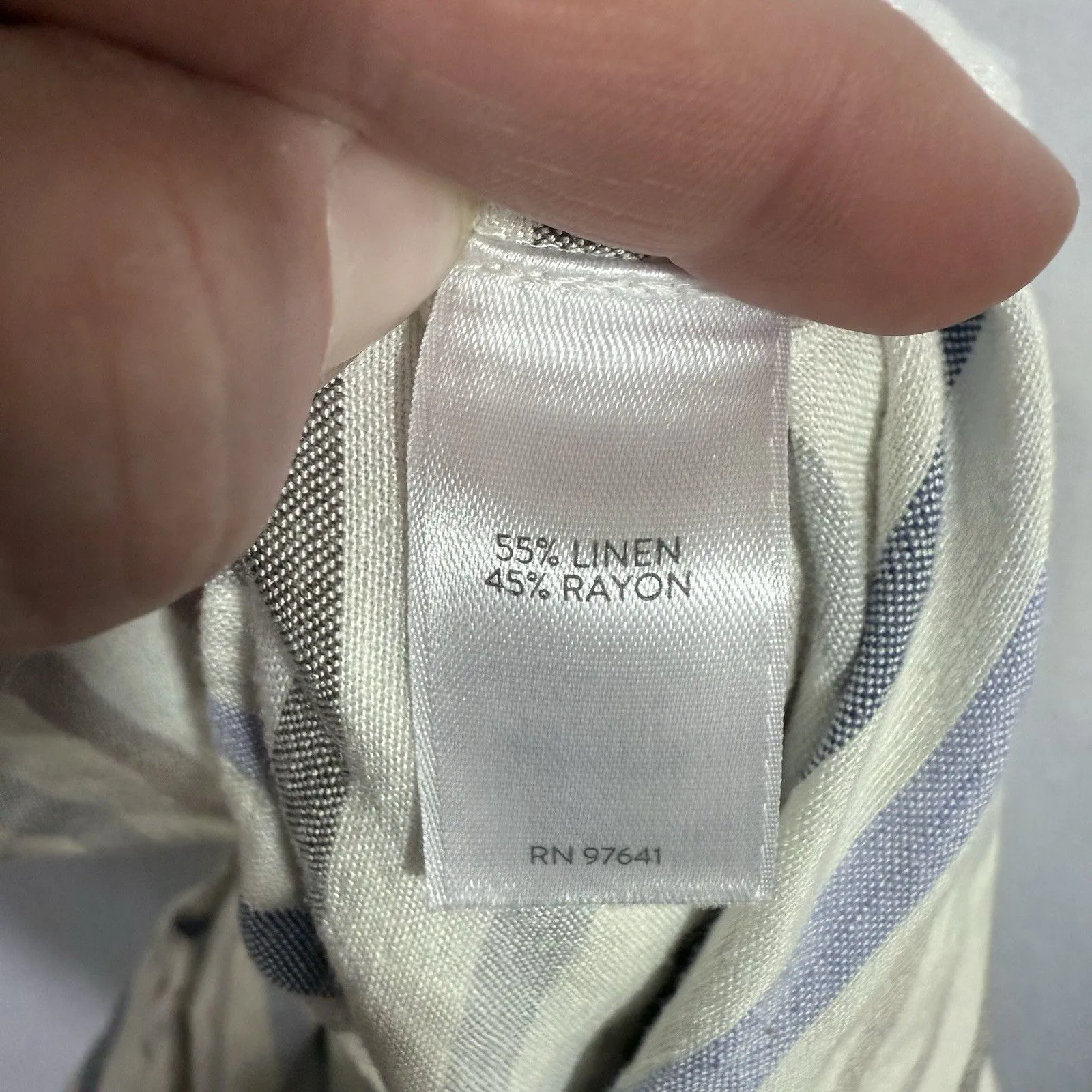 J. Jill Striped Linen Blend Paperbag Waist Cuffed Shorts Size M Coastal Nautical Blue Size M - Image 9