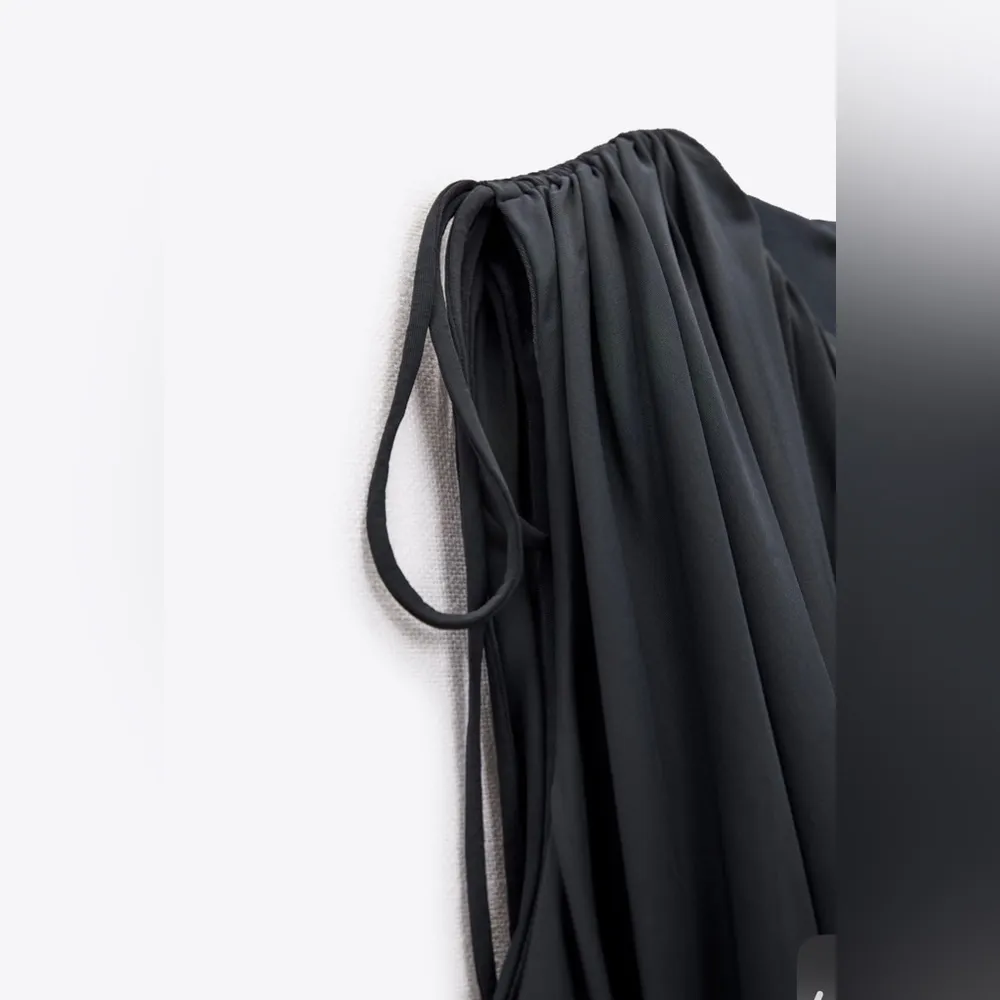 Zara New Black Sleeveless Draped Mini Balloon Casual Dress party Size M - Image 6