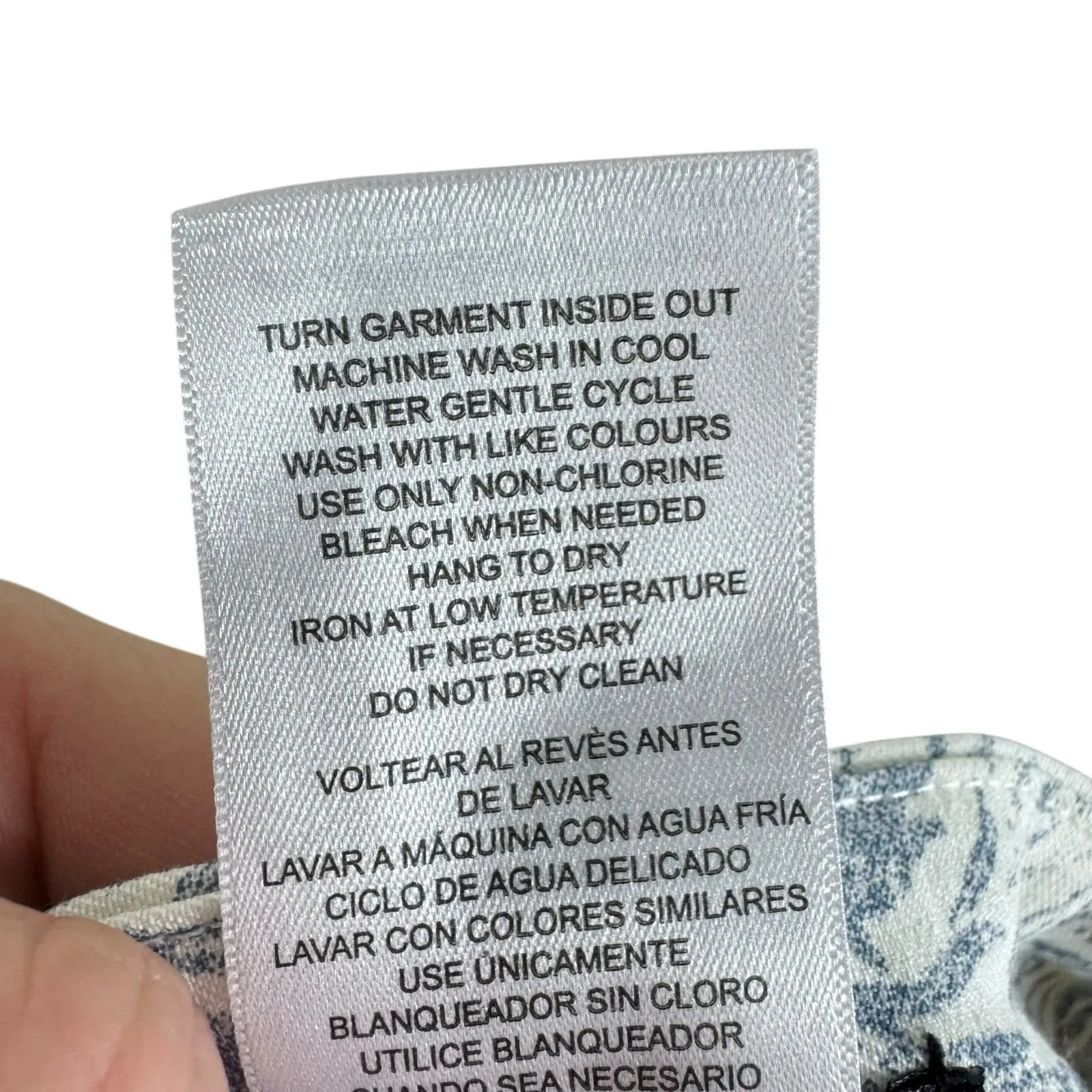 Mario Serrani Italy Blue White Floral High Rise Stretchy Pull On Capri Pants L - Image 6