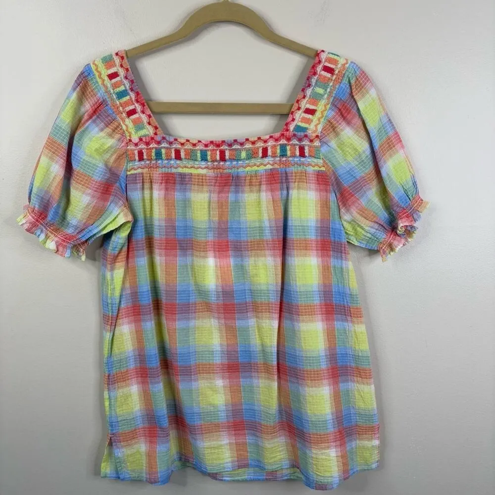 NEW Johnny Was Delacey Puff Sleeve Boho Embroidered Peasant Top Womens Small - Image 4