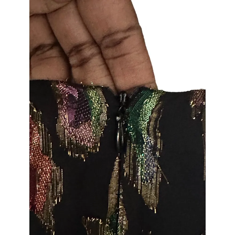 Julia Jordan Metallic Faux Wrap Belted Mini dress Tiered Surplice Neckline - Image 6