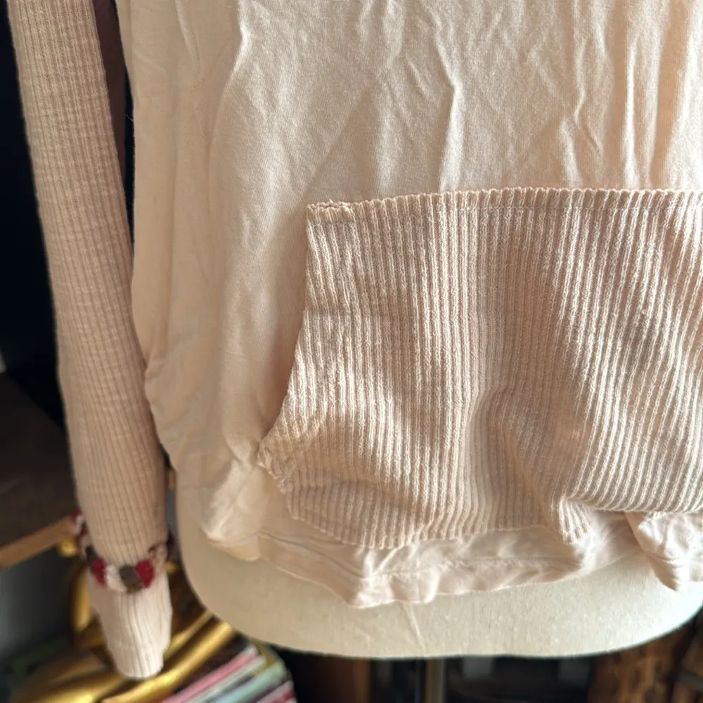 POL Beige and Cream Women's Contrast Hoodie Small - Image 3